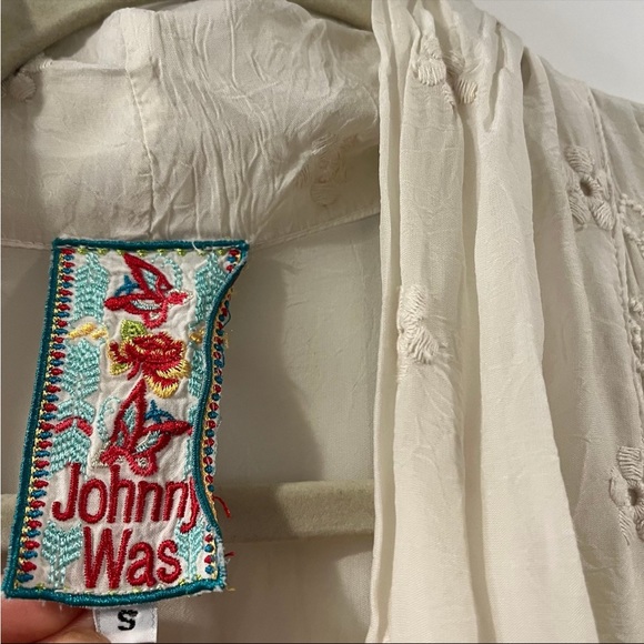 Johnny Was motley Open Kimono Cardigan ivory embroidered boho cover up - Picture 9 of 12